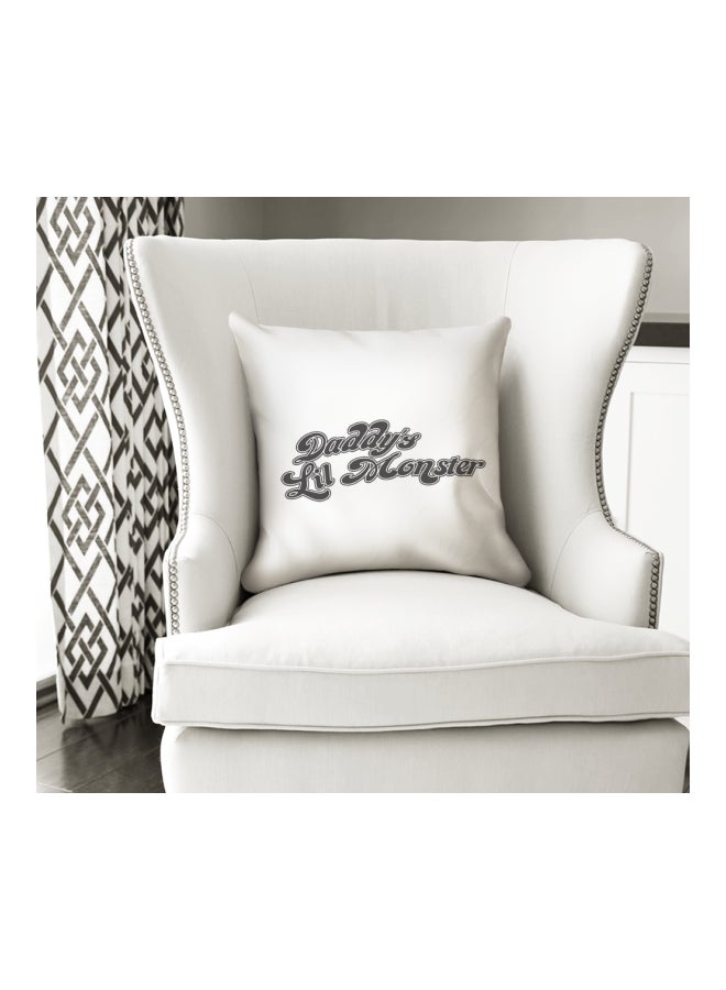 Daddy Lil Monster Printed Decorative Pillow White/Black 16x16inch - Image 3