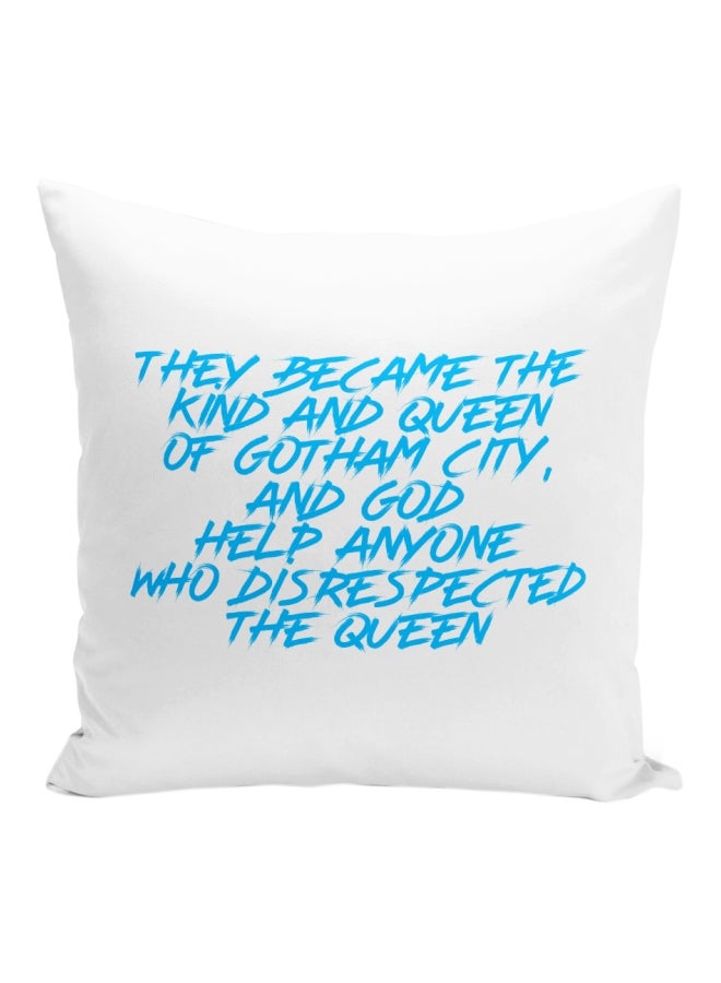 Blue Typography Printed Decorative Pillow White/Blue 16x16inch - Image 1