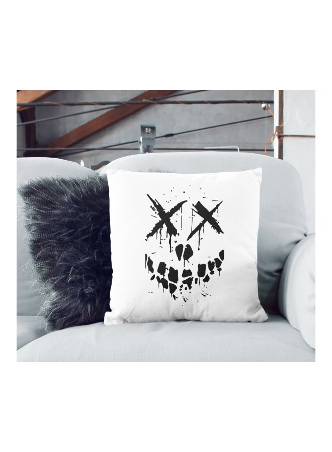 Suicide Squad Theme Girl Printed Decorative Pillow White/Black 16x16inch - Image 2