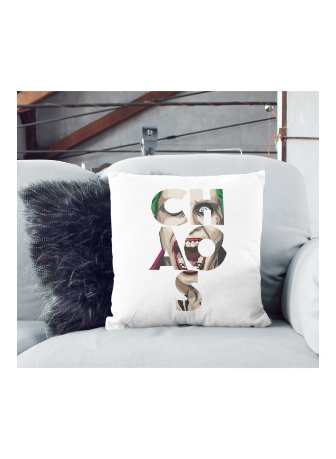 Fun Laugh Joker Printed Decorative Pillow White/Beige/Green 16x16inch - Image 2