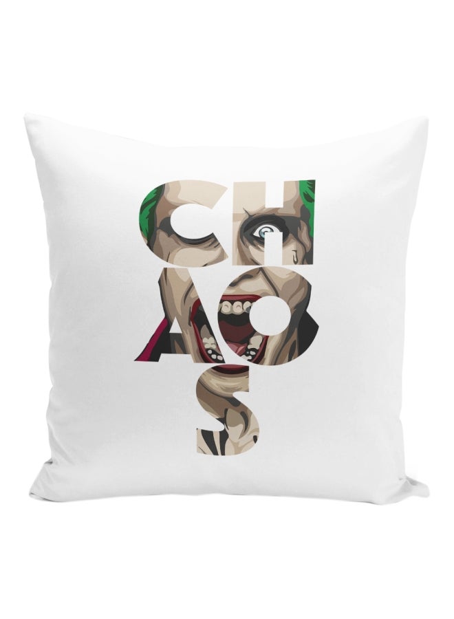 Fun Laugh Joker Printed Decorative Pillow White/Beige/Green 16x16inch - Image 1