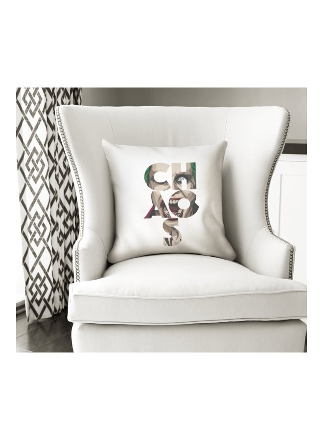 Fun Laugh Joker Printed Decorative Pillow White/Beige/Green 16x16inch - Image 3