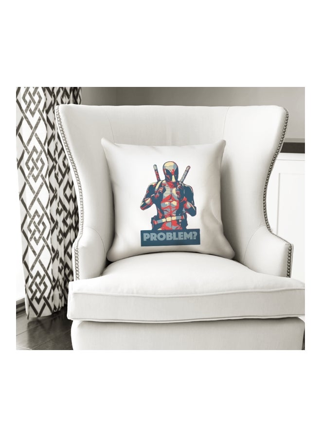Deadpool Character Printed Decorative Pillow White/Red/Blue 16x16inch - Image 3