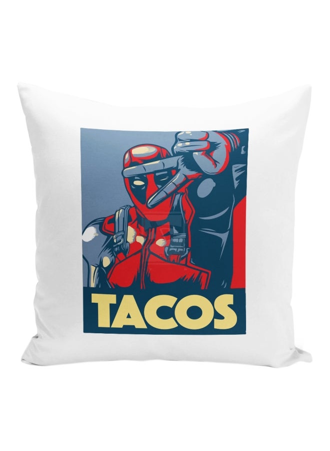وسادة زينة مطبوع عليها شخصية Deadpool أبيض/أحمر/أزرق 16x16بوصة - Image 1