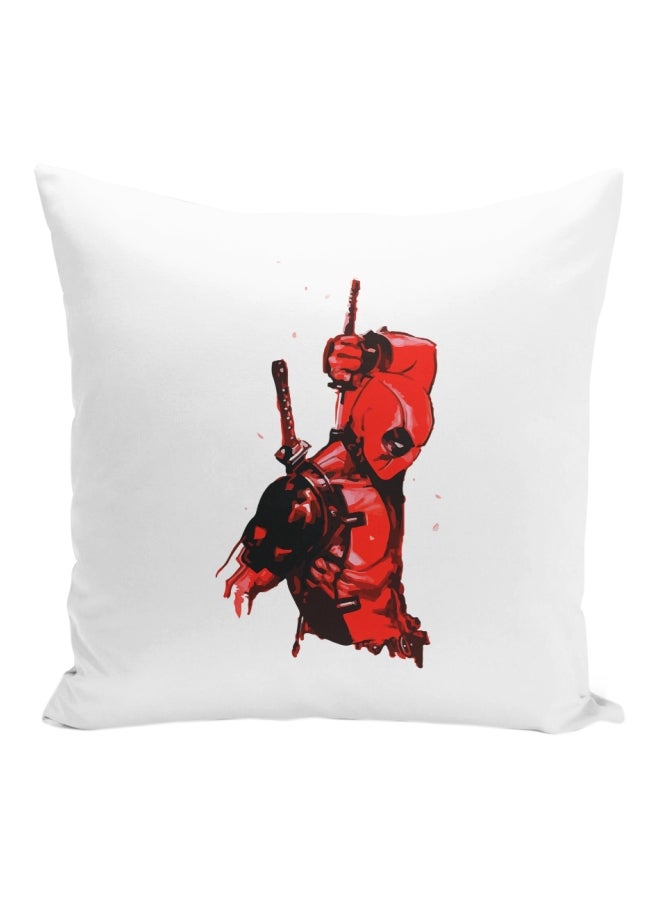 وسادة زينة مطبوع عليها شخصية Deadpool أبيض/أحمر/أسود 16x16بوصة - Image 1
