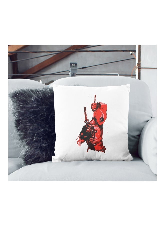 وسادة زينة مطبوع عليها شخصية Deadpool أبيض/أحمر/أسود 16x16بوصة - Image 2