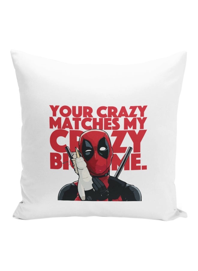 وسادة زينة مطبوع عليها شخصية Deadpool أبيض/أحمر/أسود 16x16بوصة - Image 1