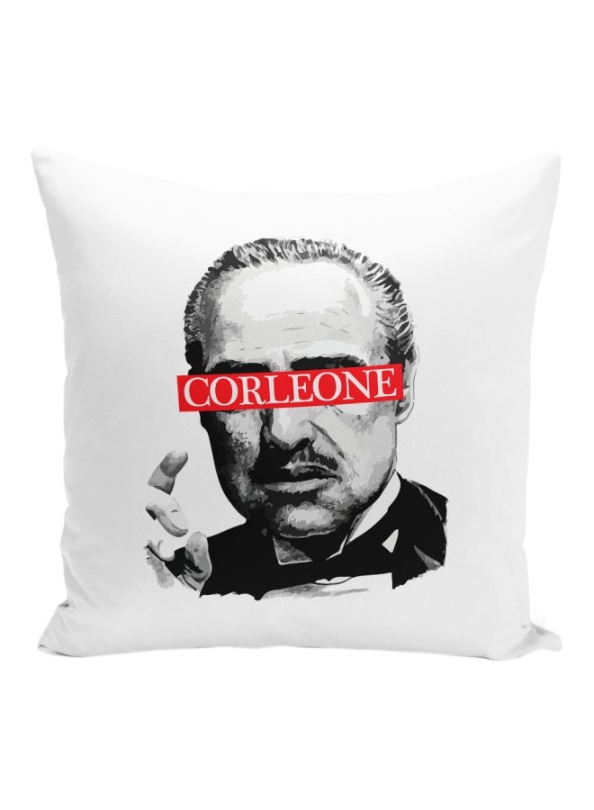 وسادة زينة مطبوع عليها كلمة "Corleone" رمادي/ أحمر/ أبيض 16x16بوصة - Image 1