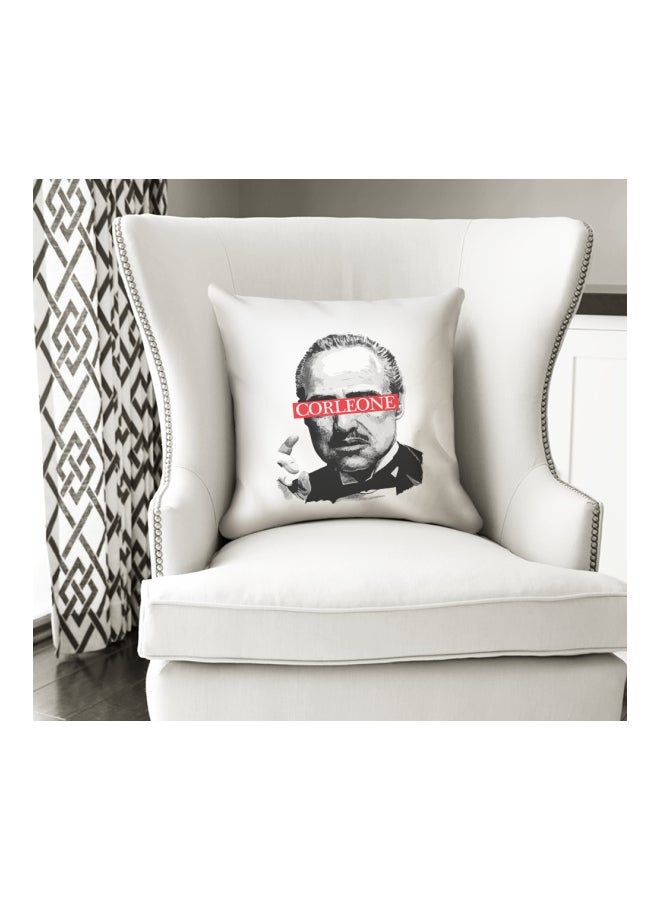 وسادة زينة مطبوع عليها كلمة "Corleone" رمادي/ أحمر/ أبيض 16x16بوصة - Image 3