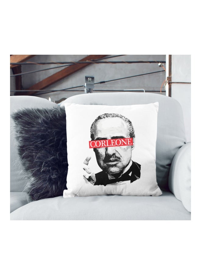 وسادة زينة مطبوع عليها كلمة "Corleone" رمادي/ أحمر/ أبيض 16x16بوصة - Image 2