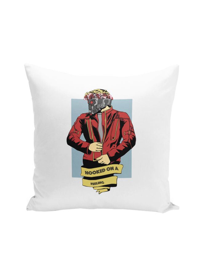 وسادة زينة مطبوعة بعبارة "Star Lord" أحمر/ أصفر/ أبيض 16x16بوصة - Image 1