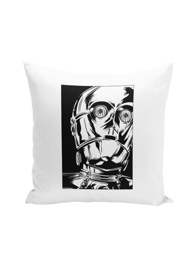 Cute Robot Printed Throw Pillow White/Black 16x16inch - Image 1