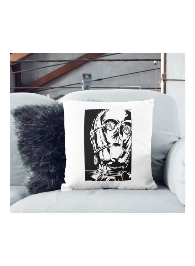 Cute Robot Printed Throw Pillow White/Black 16x16inch - Image 2