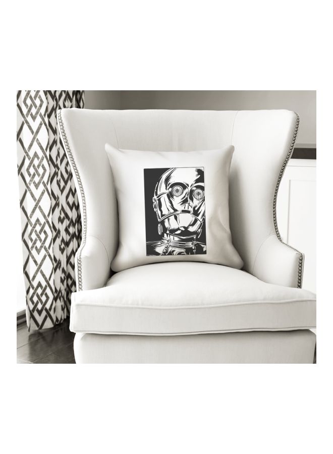 Cute Robot Printed Throw Pillow White/Black 16x16inch - Image 3