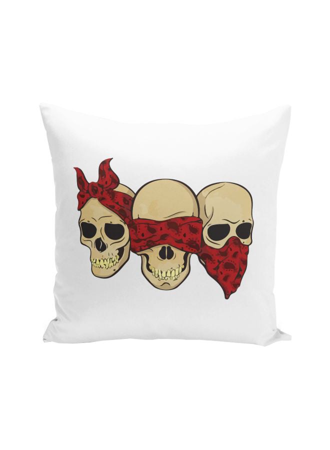 وسادة زينة كلاسيكية بطبعة مستوحاة من لعبة الفيديو "Skull Monkeys" أبيض\بيج\أحمر 16x16بوصة - Image 1