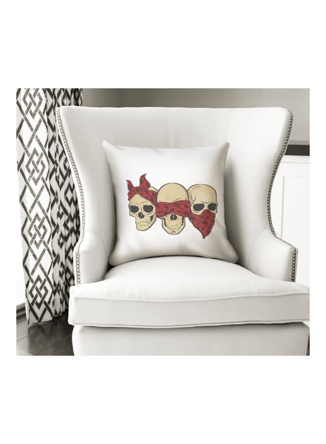 وسادة زينة كلاسيكية بطبعة مستوحاة من لعبة الفيديو "Skull Monkeys" أبيض\بيج\أحمر 16x16بوصة - Image 3