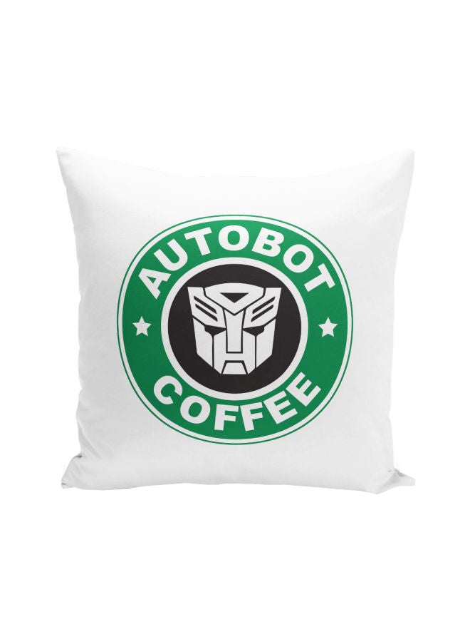 وسادة زينة مطبوع عليها كلمة "Autobot" أبيض/ أخضر/ أسود 16x16بوصة - Image 1