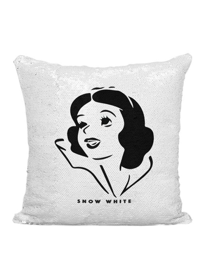 Pink White Printed Sequined Pillow Silver/White/Black 16x16inch - Image 1