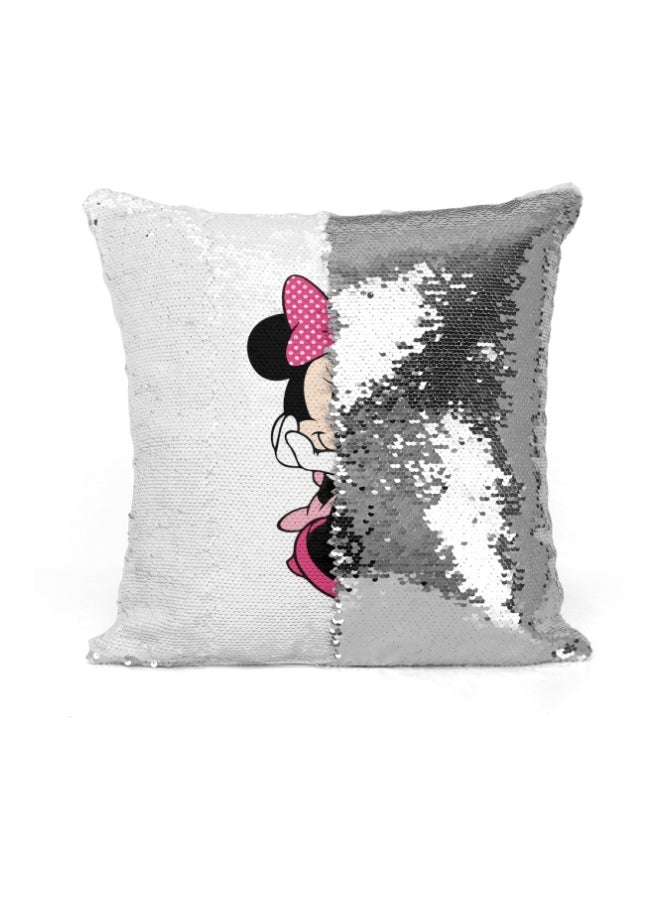 Minnie Mouse Sequined Throw Pillow White/Silver/Black 16x16inch - Image 2