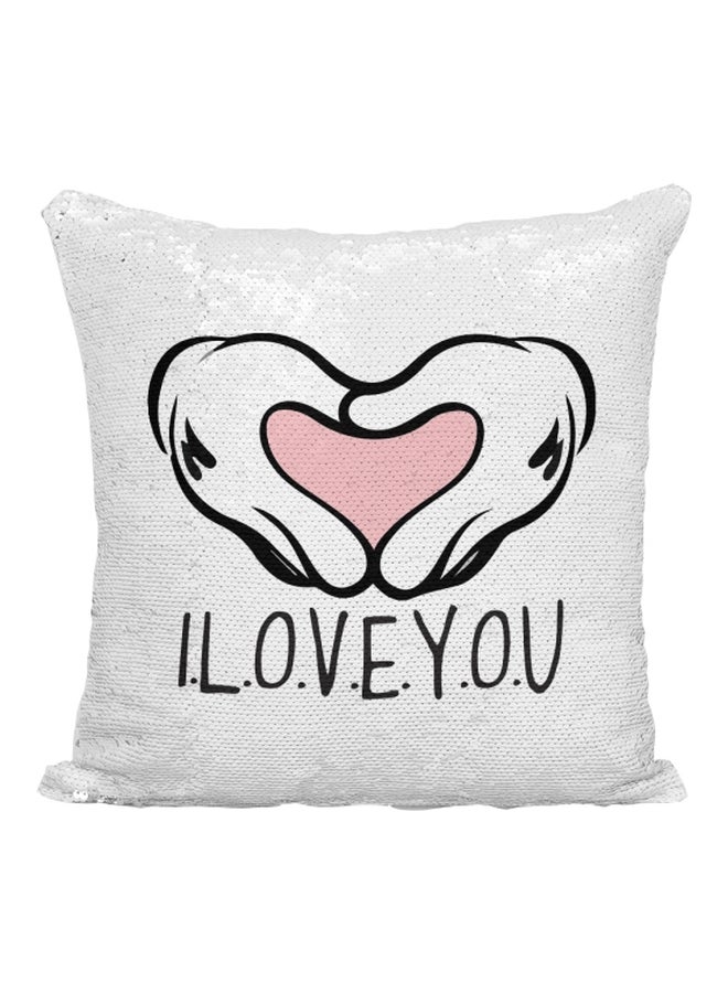 Sequin Throw Pillow White/Silver/Black 16x16inch - Image 1