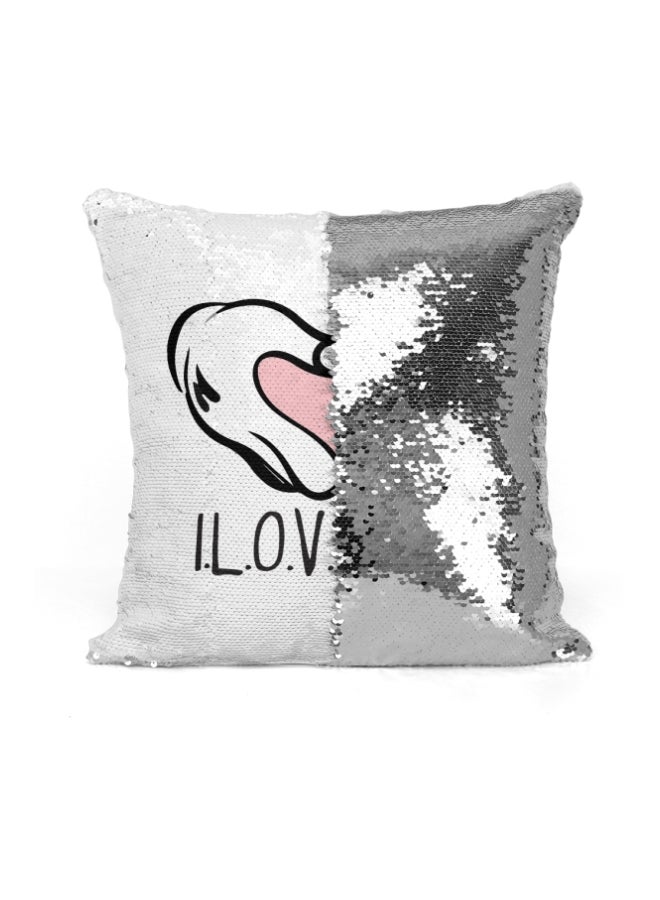 Sequin Throw Pillow White/Silver/Black 16x16inch - Image 2