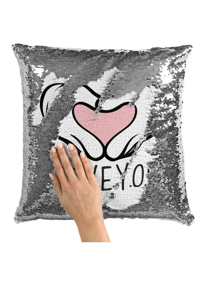 Sequin Throw Pillow White/Silver/Black 16x16inch - Image 3