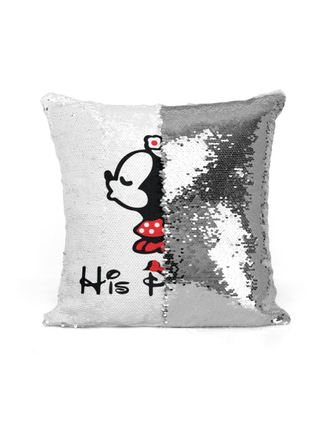 Minnie Mouse Sequined Throw Pillow White/Silver/Black 16x16inch - Image 2
