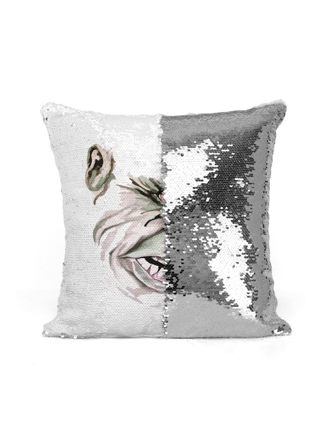 Hulk Printed Sequint Throw Pillow Silver/Green/White 16x16inch - Image 2
