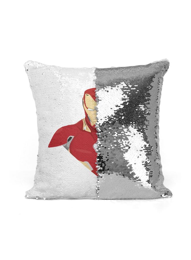 Iron Man Printed Sequint Throw Pillow White/Red/Yellow 16x16inch - Image 2