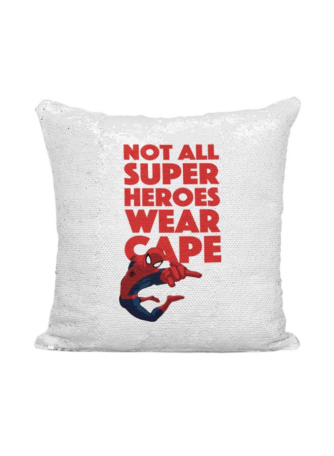 Wear Cape Sequined Throw Pillow Silver/White/Red 16x16inch - Image 1