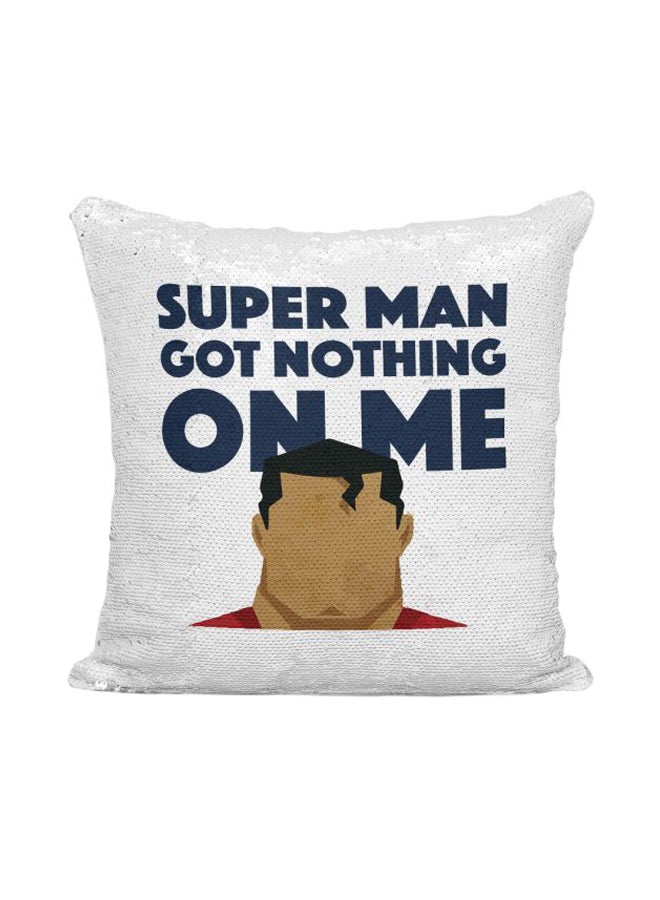Superman Sequined Throw Pillow Silver/White/Blue 16x16inch - Image 1