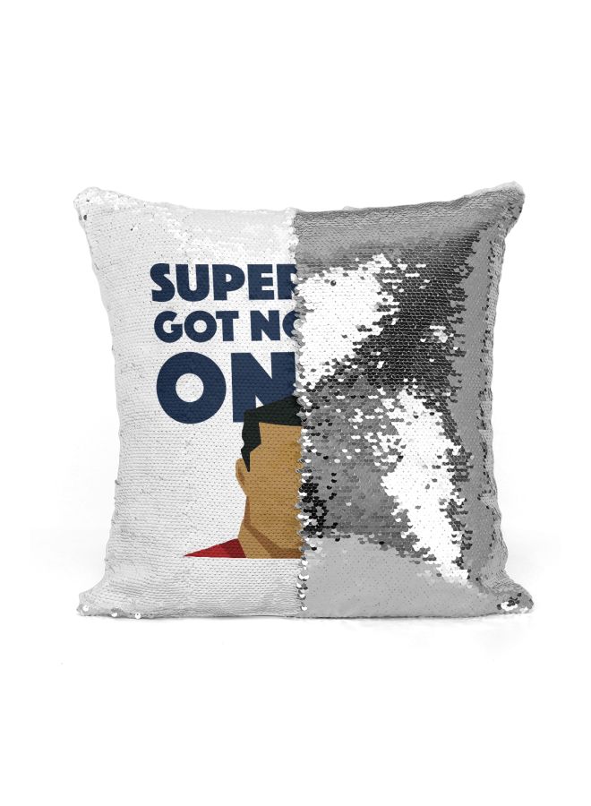 Superman Sequined Throw Pillow Silver/White/Blue 16x16inch - Image 2