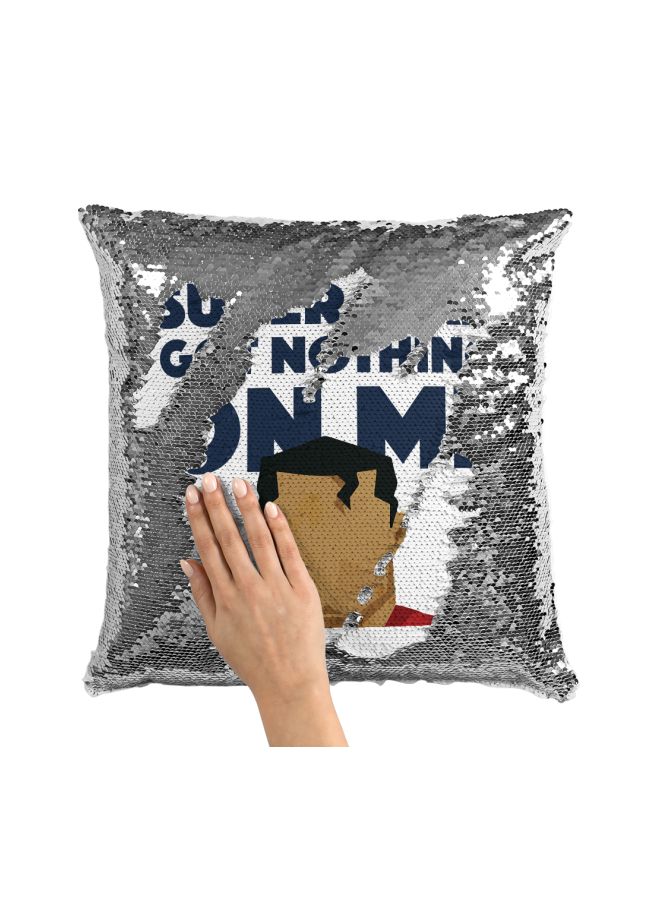 Superman Sequined Throw Pillow Silver/White/Blue 16x16inch - Image 3