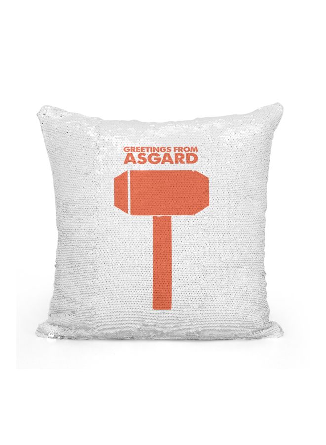 Thor Sequined Throw Pillow Silver/White/Peach 16x16inch - Image 1