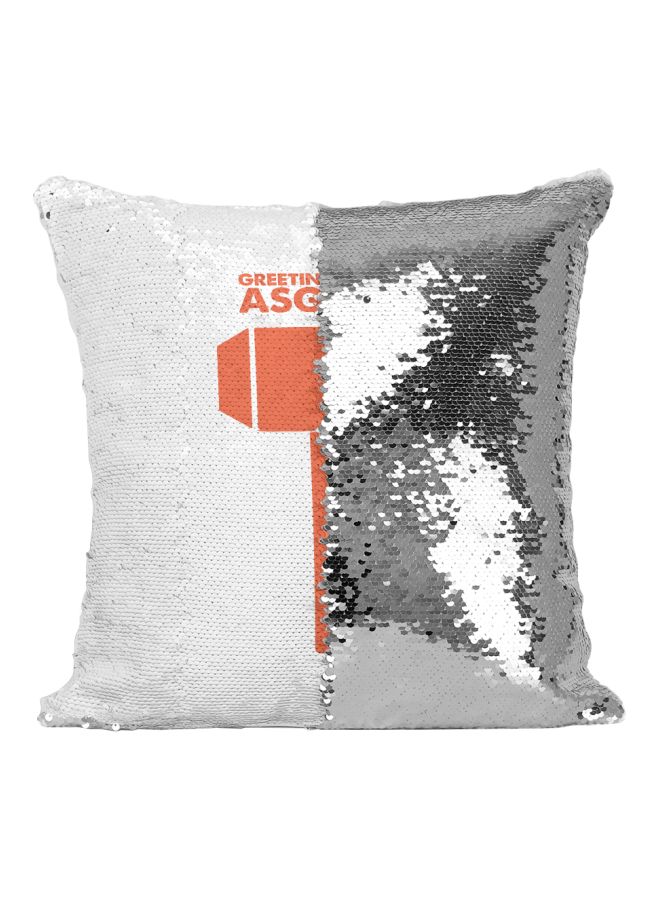 Thor Sequined Throw Pillow Silver/White/Peach 16x16inch - Image 2