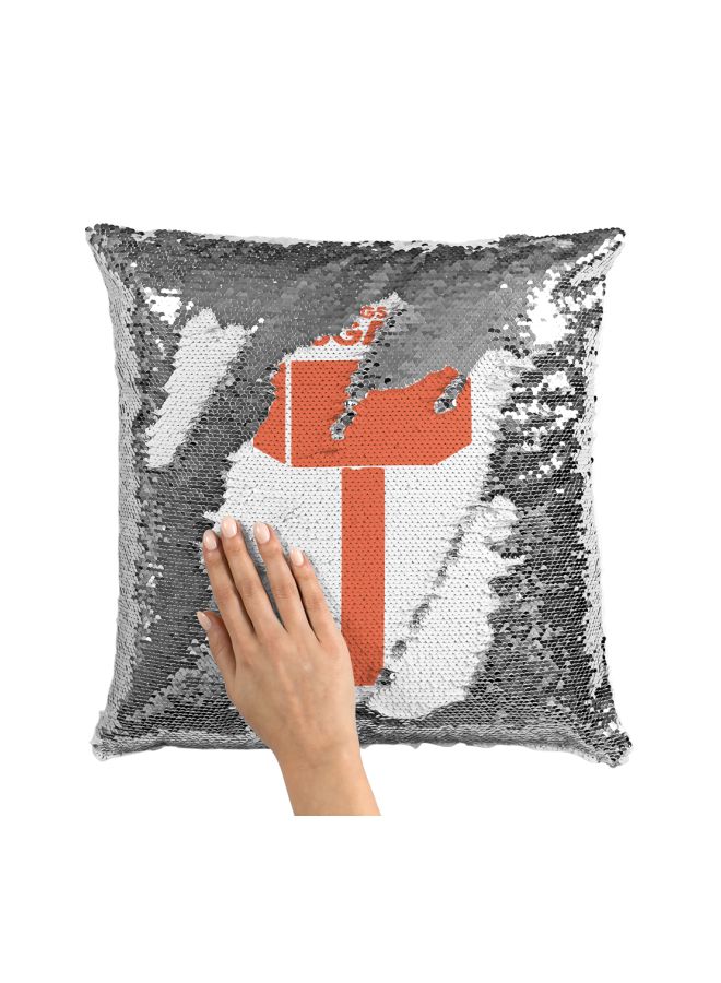 Thor Sequined Throw Pillow Silver/White/Peach 16x16inch - Image 3