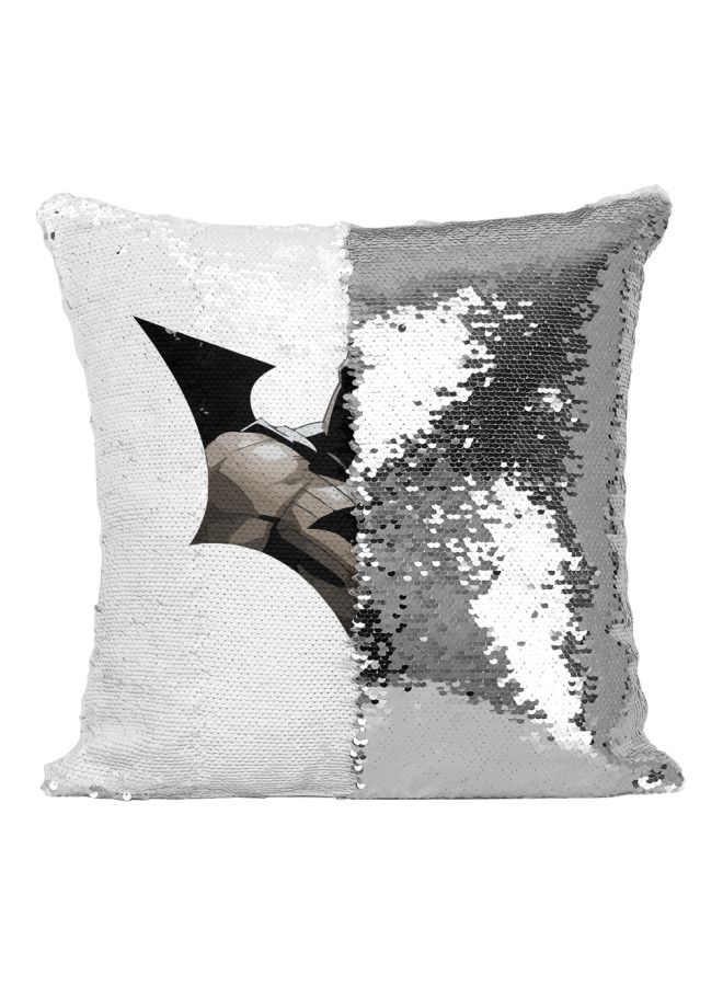 Batman Sequined Throw Pillow Silver/Black/White 16x16inch - Image 2