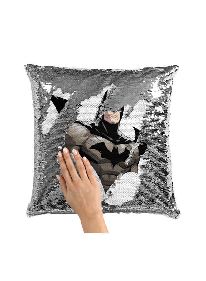 Batman Sequined Throw Pillow Silver/Black/White 16x16inch - Image 3
