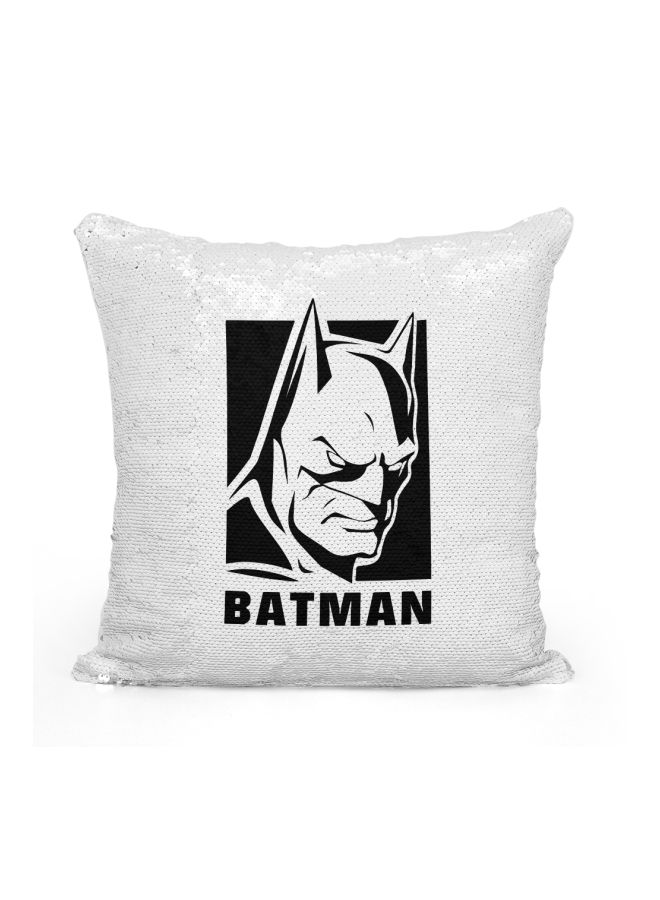 Batman Sequined Throw Pillow Silver/Black/White 16x16inch - Image 1