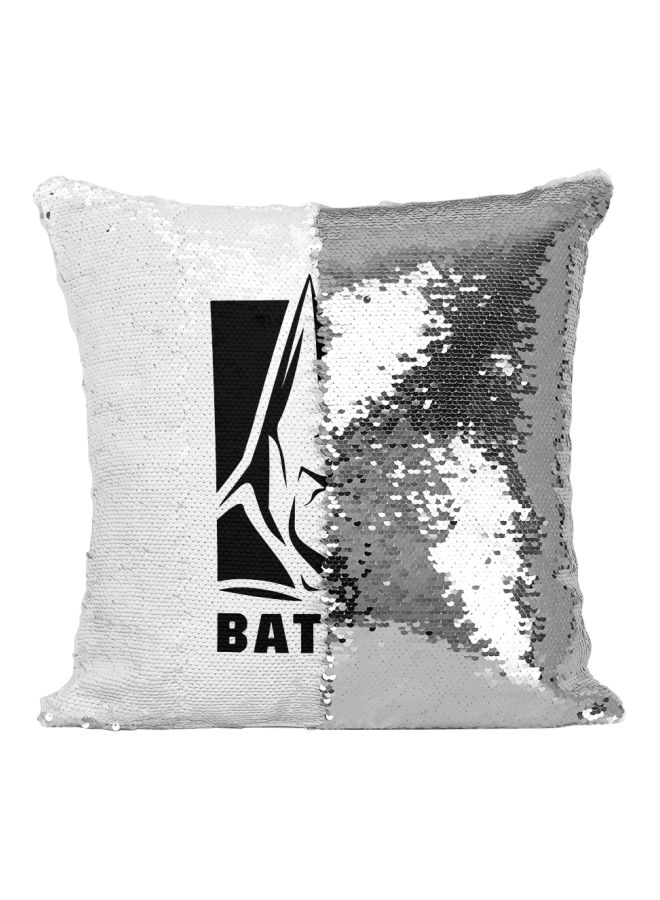 Batman Sequined Throw Pillow Silver/Black/White 16x16inch - Image 2