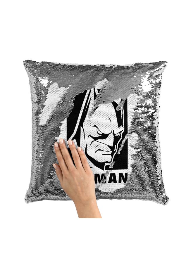 Batman Sequined Throw Pillow Silver/Black/White 16x16inch - Image 3