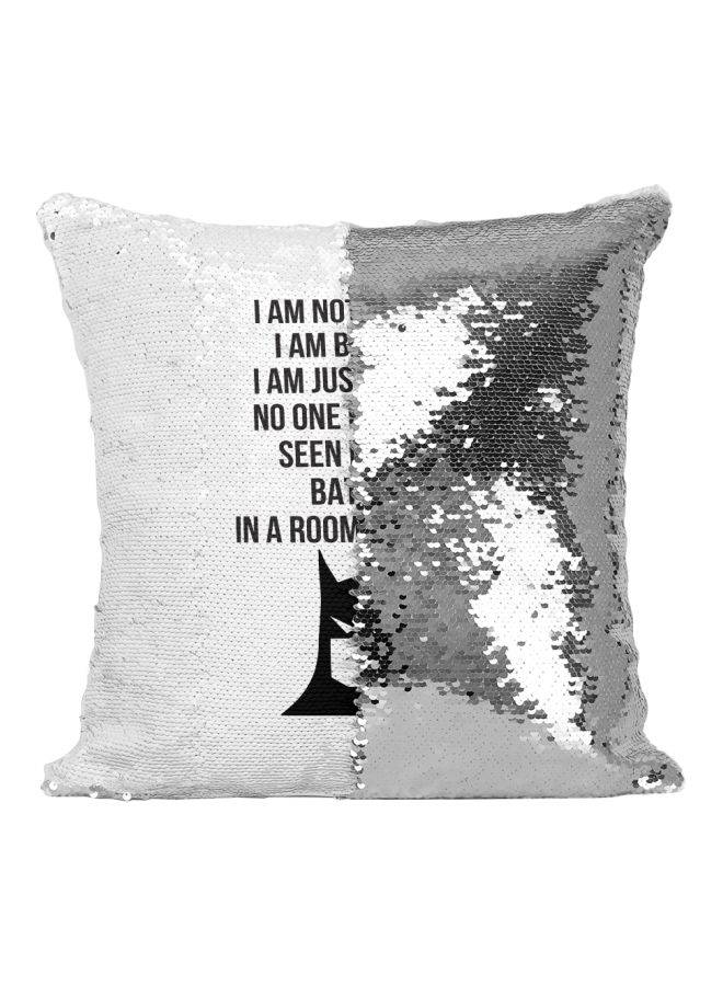 Batman Quote Sequined Throw Pillow Silver/Black/White 16x16inch - Image 2
