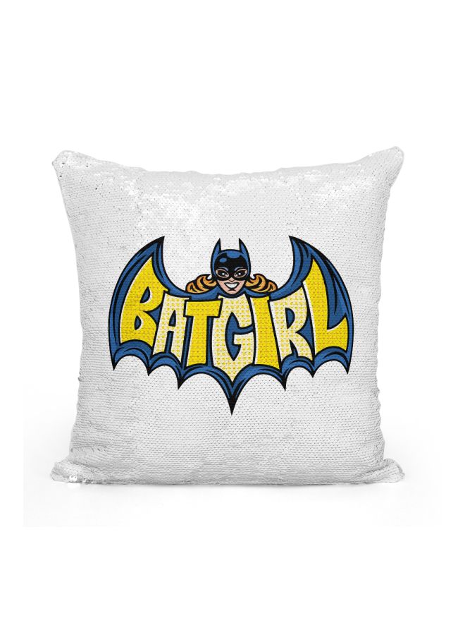 Batgirl Sequined Throw Pillow Silver/Blue/Yellow 16x16inch - Image 1