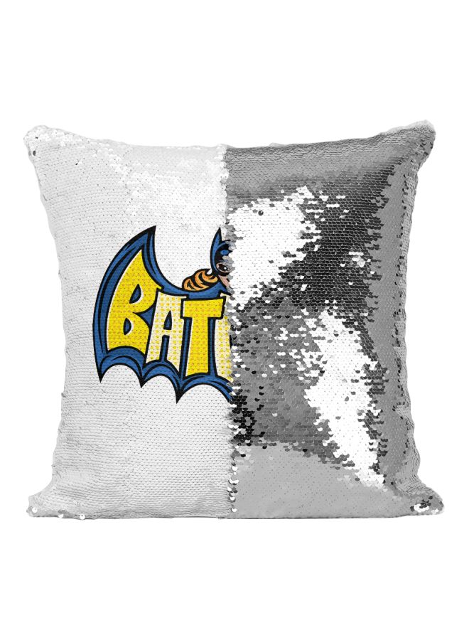 Batgirl Sequined Throw Pillow Silver/Blue/Yellow 16x16inch - Image 2