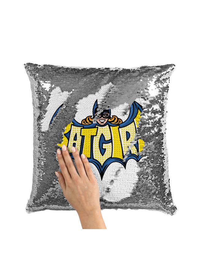 Batgirl Sequined Throw Pillow Silver/Blue/Yellow 16x16inch - Image 3