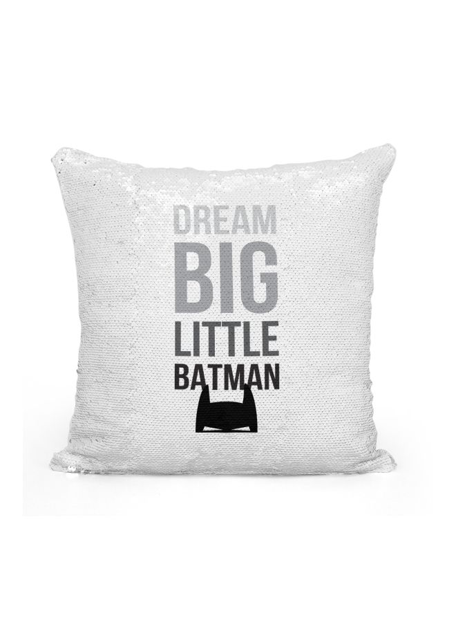 Batman Quote Sequined Throw Pillow Silver/Black/White 16x16inch - Image 1