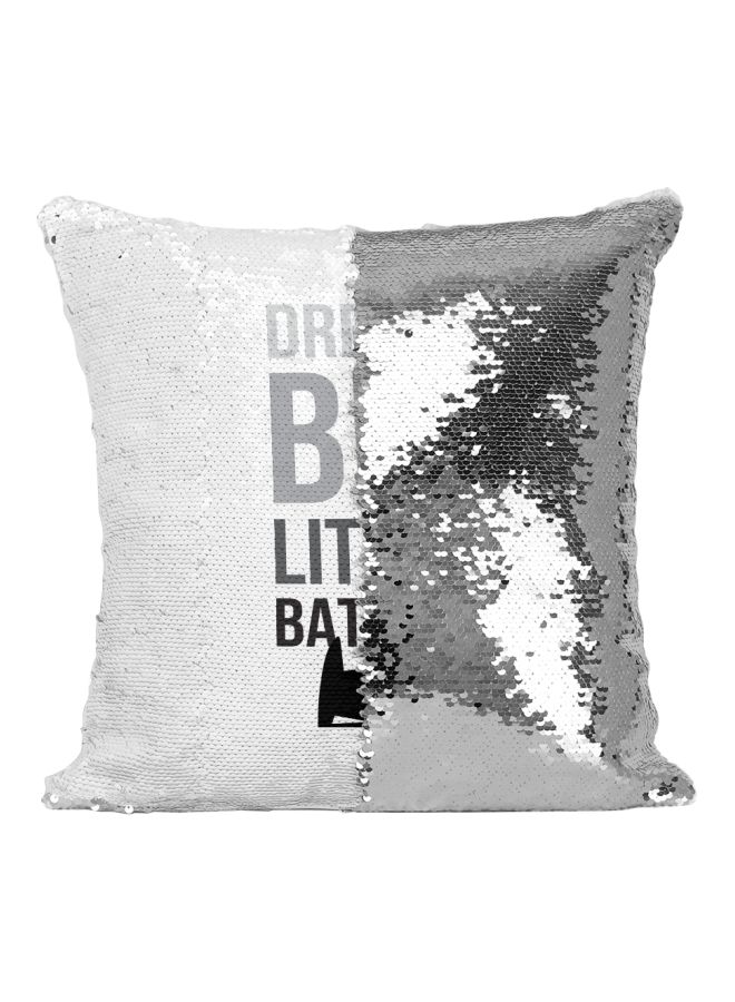 Batman Quote Sequined Throw Pillow Silver/Black/White 16x16inch - Image 2
