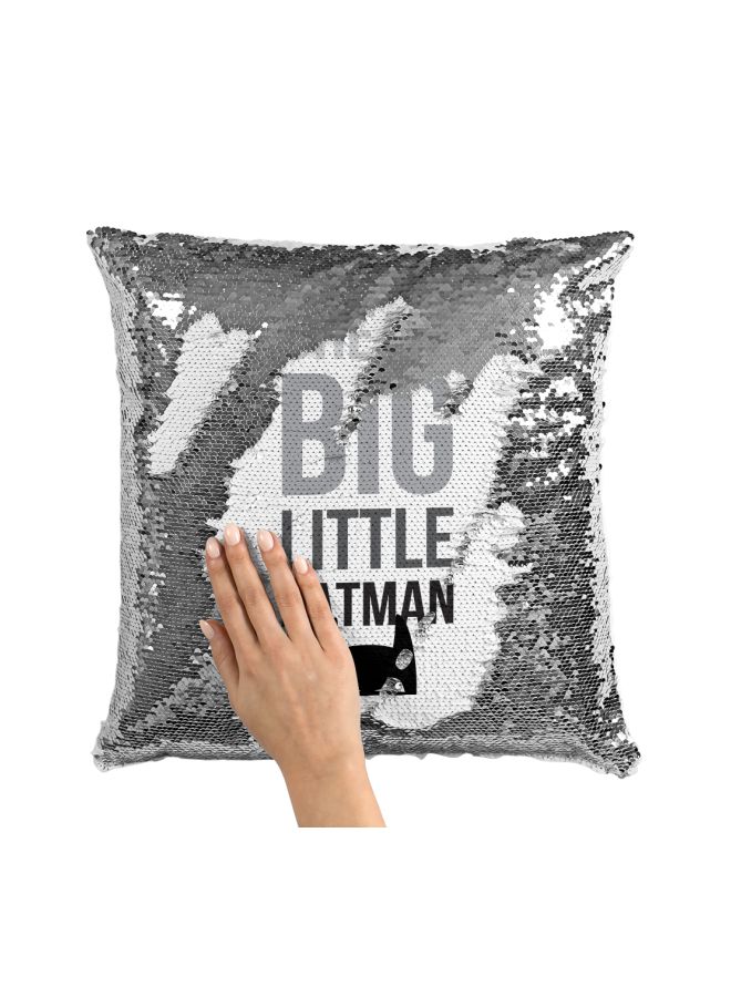 Batman Quote Sequined Throw Pillow Silver/Black/White 16x16inch - Image 3