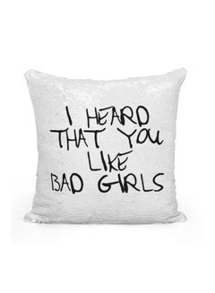Suicide Squad Quote Sequined Throw Pillow Silver/Black/White 16x16inch