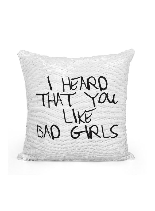 Generic - Suicide Squad Quote Sequined Throw Pillow Silver/Black/White 16x16inch - Image 1